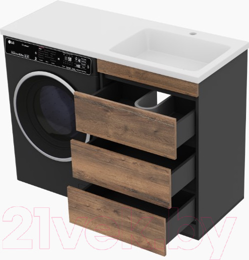 Изображение товара Тумба под умывальник Misty Коломбо 60 / П-Кол06060-0113Я (напольная, черный/темное дерево)