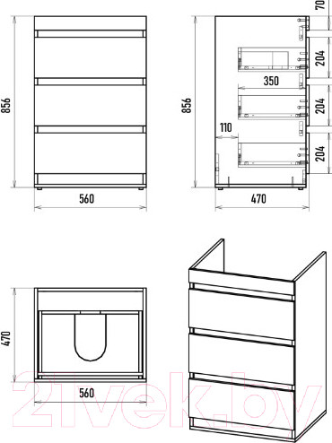 Изображение товара Тумба под умывальник Misty Коломбо 60 / П-Кол06060-0113Я (напольная, черный/темное дерево)