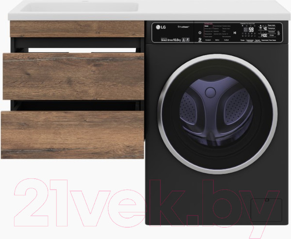 Изображение товара Тумба под умывальник Misty Коломбо 60 / П-Кол06060-011П2Я (подвесная, черный/темное дерево)