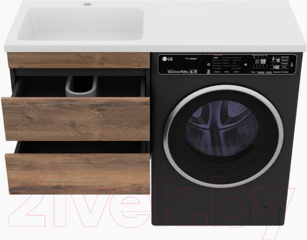 Изображение товара Тумба под умывальник Misty Коломбо 60 / П-Кол06060-011П2Я (подвесная, черный/темное дерево)