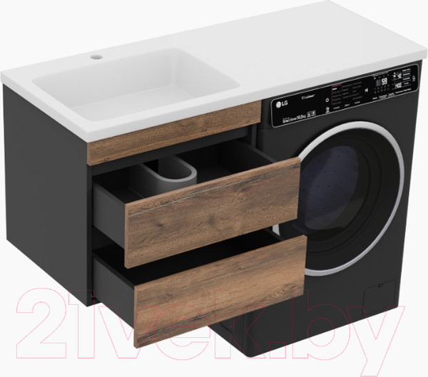 Изображение товара Тумба под умывальник Misty Коломбо 60 / П-Кол06060-011П2Я (подвесная, черный/темное дерево)