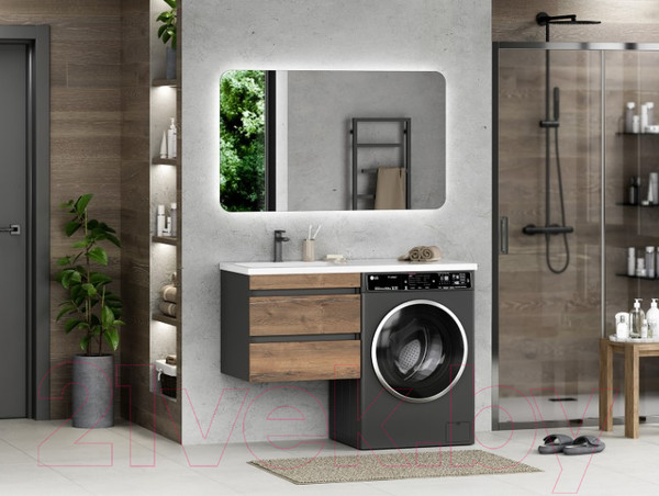 Изображение товара Тумба под умывальник Misty Коломбо 60 / П-Кол06060-011П2Я (подвесная, черный/темное дерево)