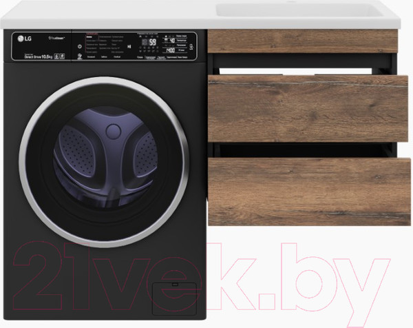 Изображение товара Тумба под умывальник Misty Коломбо 60 / П-Кол06060-011П2Я (подвесная, черный/темное дерево)