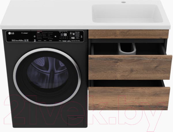 Изображение товара Тумба под умывальник Misty Коломбо 60 / П-Кол06060-011П2Я (подвесная, черный/темное дерево)