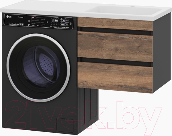 Изображение товара Тумба под умывальник Misty Коломбо 60 / П-Кол06060-011П2Я (подвесная, черный/темное дерево)