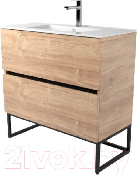 Изображение товара Тумба под умывальник Дабер 012 WeltWasser Deilbach 7517-80 / Т12.8W.2.6Ч (дуб канзас коричневый/черный)