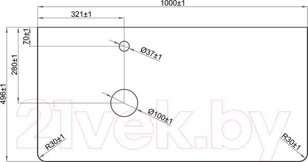 Изображение товара Столешница для тумбы в ванную Misty Роял 100 / MA01-100 (серый)