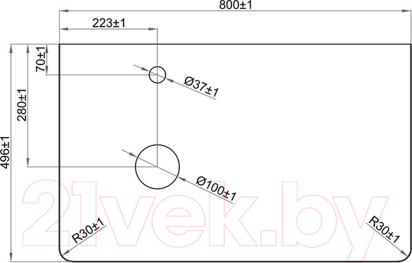 Изображение товара Столешница для тумбы в ванную Misty Роял 80 / VS03-80 (черный)