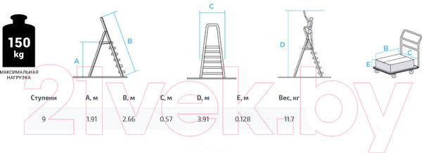 Изображение товара Лестница-стремянка Новая Высота NV1137 / 1137109