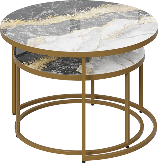 Изображение товара Журнальный столик ТриЯ Вега (золото/стекло золотой мрамор)