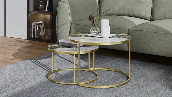 Изображение товара Журнальный столик ТриЯ Вега (золото/стекло золотой мрамор)
