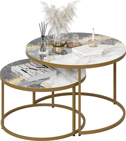Изображение товара Журнальный столик ТриЯ Вега (золото/стекло золотой мрамор)