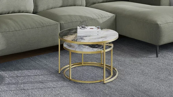 Изображение товара Журнальный столик ТриЯ Вега (золото/стекло золотой мрамор)