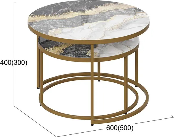 Изображение товара Журнальный столик ТриЯ Вега (золото/стекло золотой мрамор)
