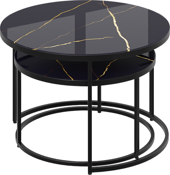 Изображение товара Журнальный столик ТриЯ Вега (черный/стекло черный золото)