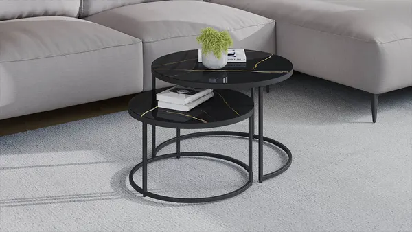 Изображение товара Журнальный столик ТриЯ Вега (черный/стекло черный золото)