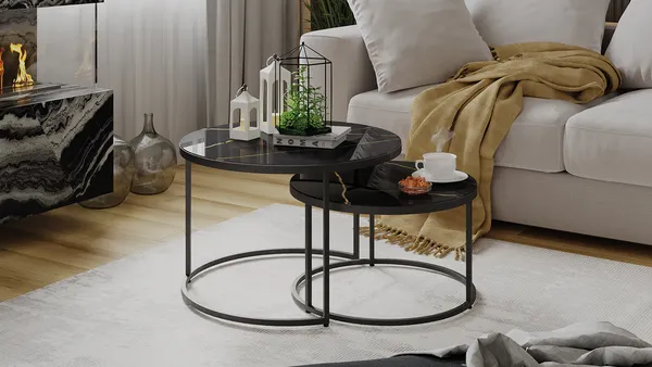 Изображение товара Журнальный столик ТриЯ Вега (черный/стекло черный золото)