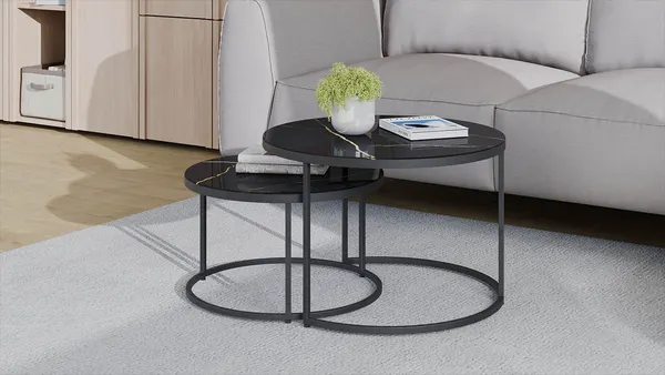 Изображение товара Журнальный столик ТриЯ Вега (черный/стекло черный золото)