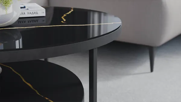 Изображение товара Журнальный столик ТриЯ Вега (черный/стекло черный золото)