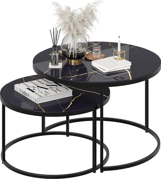 Изображение товара Журнальный столик ТриЯ Вега (черный/стекло черный золото)
