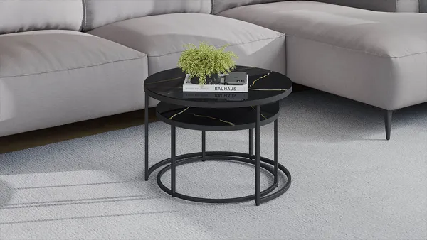 Изображение товара Журнальный столик ТриЯ Вега (черный/стекло черный золото)