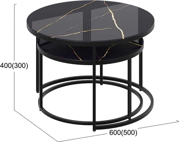 Изображение товара Журнальный столик ТриЯ Вега (черный/стекло черный золото)