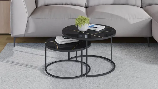 Изображение товара Журнальный столик ТриЯ Вега (черный/стекло черный золото)