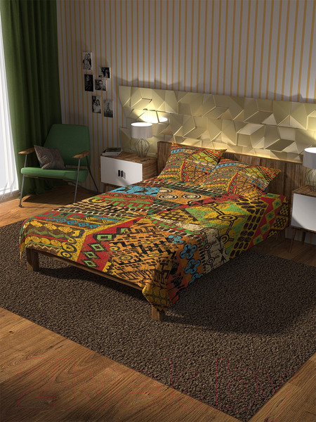 Изображение товара Набор текстиля для спальни Ambesonne Этнические рисунки 160x220 / bcsl_36531