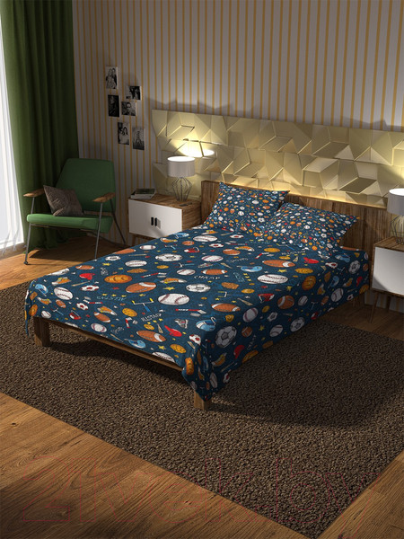 Изображение товара Набор текстиля для спальни Ambesonne Спортивные мячи 160x220 / bcsl_50555