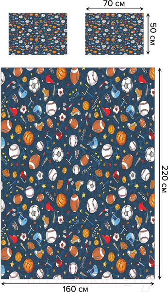 Изображение товара Набор текстиля для спальни Ambesonne Спортивные мячи 160x220 / bcsl_50555