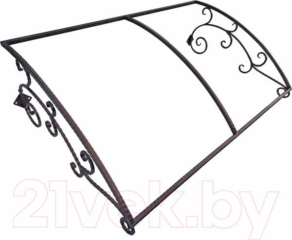 Изображение товара Козырек ИМпласт Скатный1000х1600 Кованными Кронштейнами (каркас)