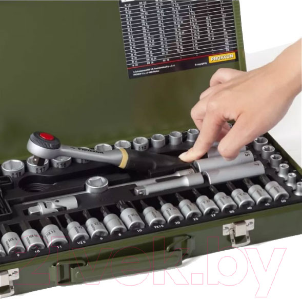 Изображение товара Набор головок, бит Proxxon Суперкомпактный с трещоткой / 23112