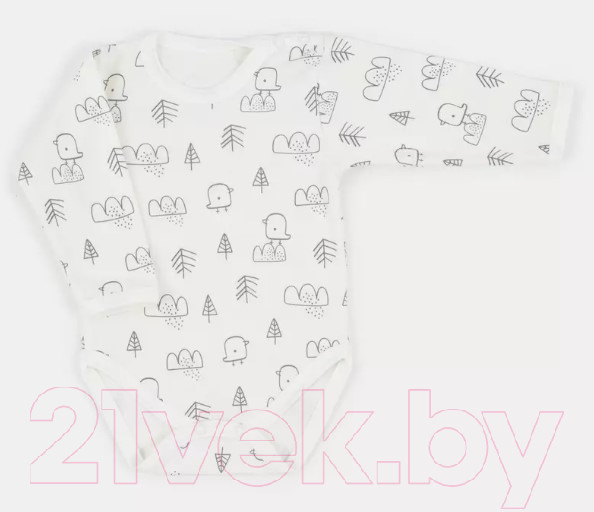 Изображение товара Набор боди для малышей MOWbaby Birds с длинным рукавом / 6182 (молочный, р.68)