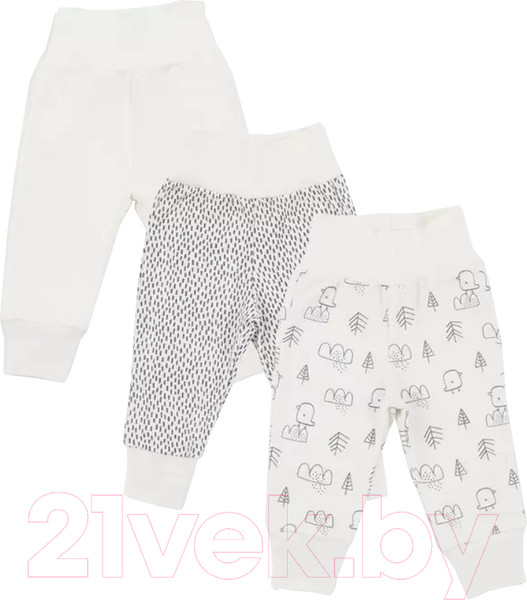 Изображение товара Набор штанов для малышей MOWbaby Birds / 3282 (молочный, р.74)