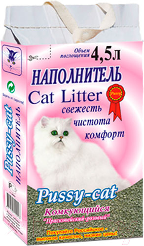 Изображение товара Наполнитель для туалета Pussy-cat Комкующийся Прасковейский розовый (4.5л/2.8кг)