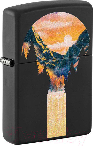 Изображение товара Зажигалка Zippo Mountain Waterfall / 48676 (черный матовый)