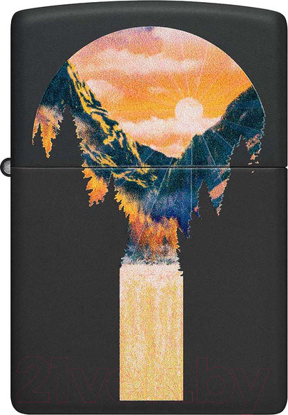 Изображение товара Зажигалка Zippo Mountain Waterfall / 48676 (черный матовый)