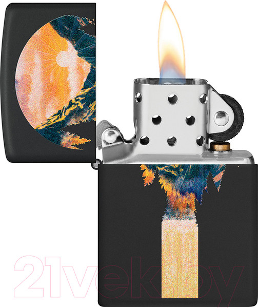 Изображение товара Зажигалка Zippo Mountain Waterfall / 48676 (черный матовый)