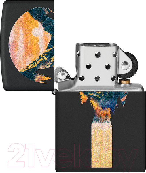 Изображение товара Зажигалка Zippo Mountain Waterfall / 48676 (черный матовый)