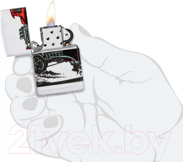 Изображение товара Зажигалка Zippo Hot Rod Design / 48660 (белый матовый)