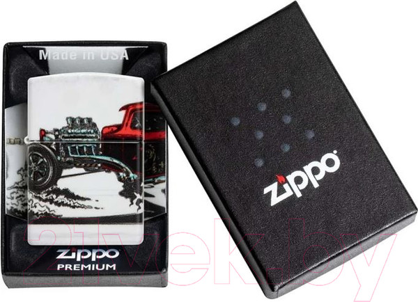 Изображение товара Зажигалка Zippo Hot Rod Design / 48660 (белый матовый)