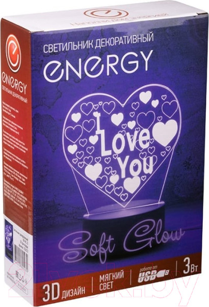Изображение товара Ночник Energy 3D Сердце с надписью I Love You EN-NL 23 / 106254