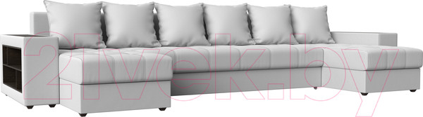 Изображение товара Диван П-образный Лига Диванов Дубай полки слева / 31519 (экокожа белый)