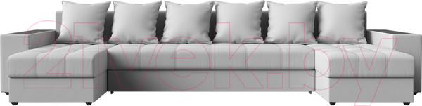 Изображение товара Диван П-образный Лига Диванов Дубай полки слева / 31519 (экокожа белый)