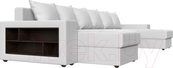 Изображение товара Диван П-образный Лига Диванов Дубай полки слева / 31519 (экокожа белый)