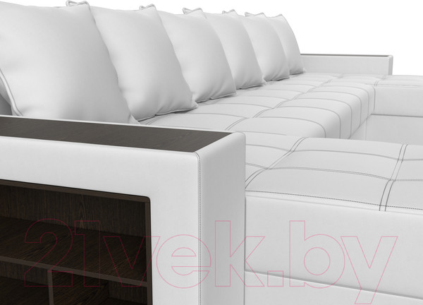 Изображение товара Диван П-образный Лига Диванов Дубай полки слева / 31519 (экокожа белый)