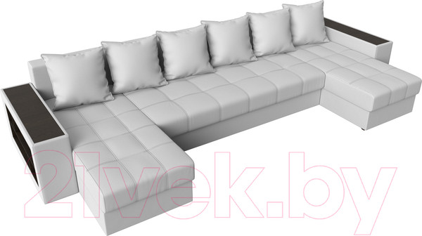 Изображение товара Диван П-образный Лига Диванов Дубай полки слева / 31519 (экокожа белый)