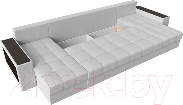 Изображение товара Диван П-образный Лига Диванов Дубай полки слева / 31519 (экокожа белый)