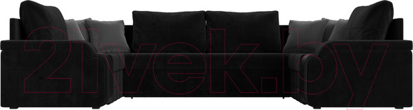 Изображение товара Диван П-образный Лига Диванов Николь / 117006 (велюр черный/экокожа черный)