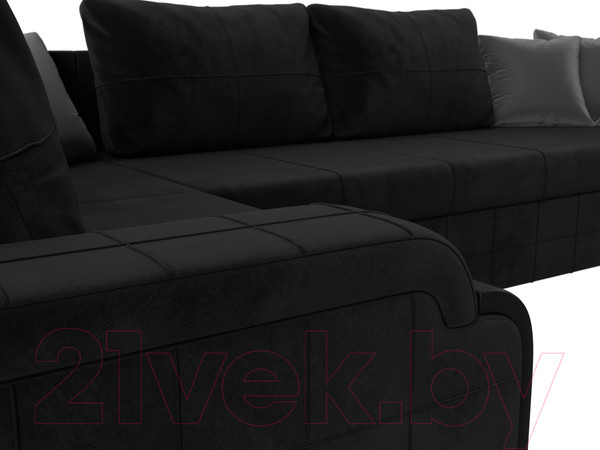 Изображение товара Диван П-образный Лига Диванов Николь / 117006 (велюр черный/экокожа черный)
